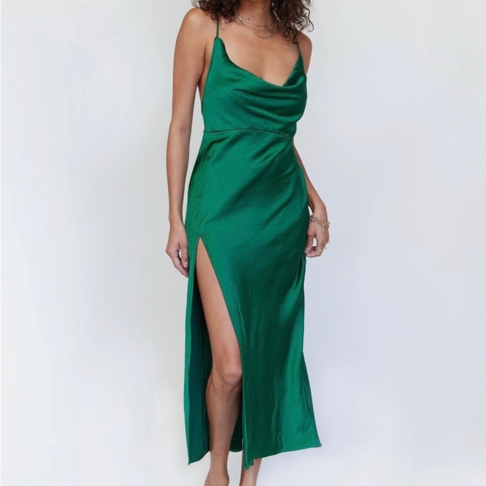 Princess Polly Green Maxi dress with slit
